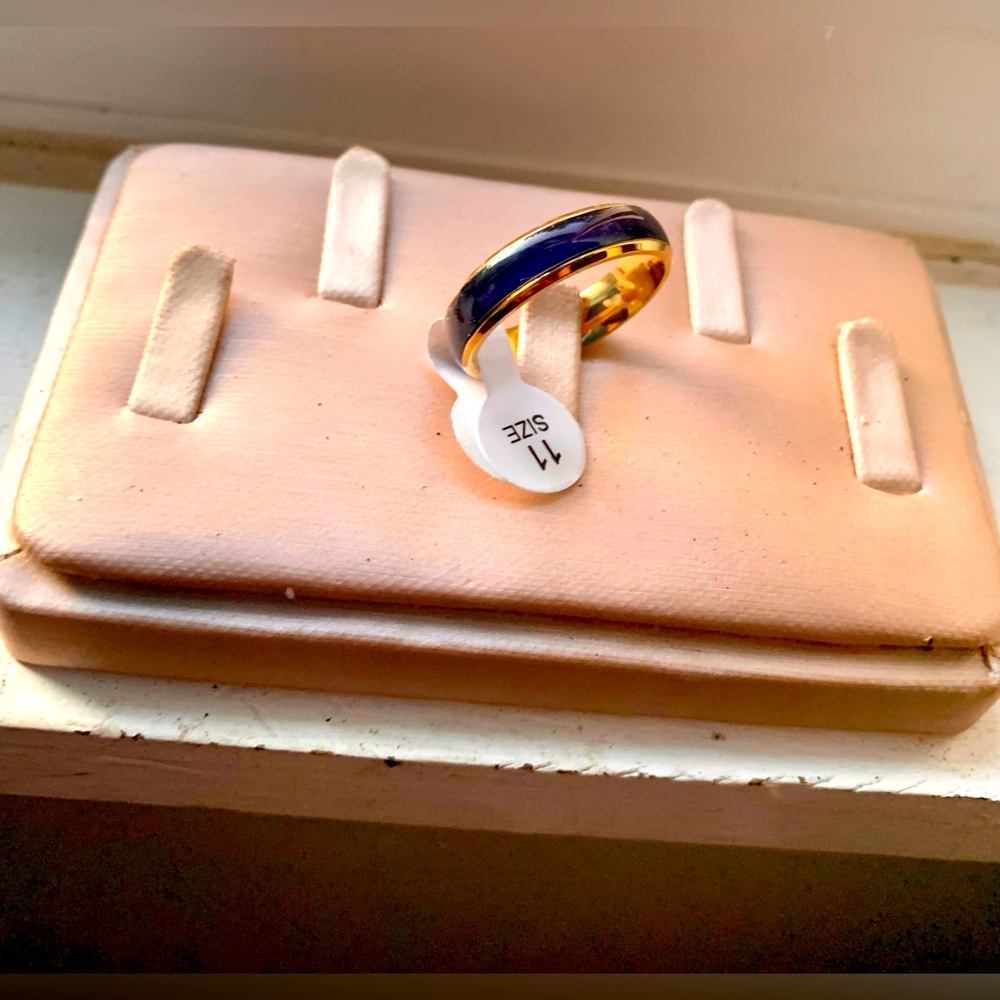 ๐ฎ70s Retro Mood Ring Size 11 NWT Unisex Gold Tone - Picture 4 of 9